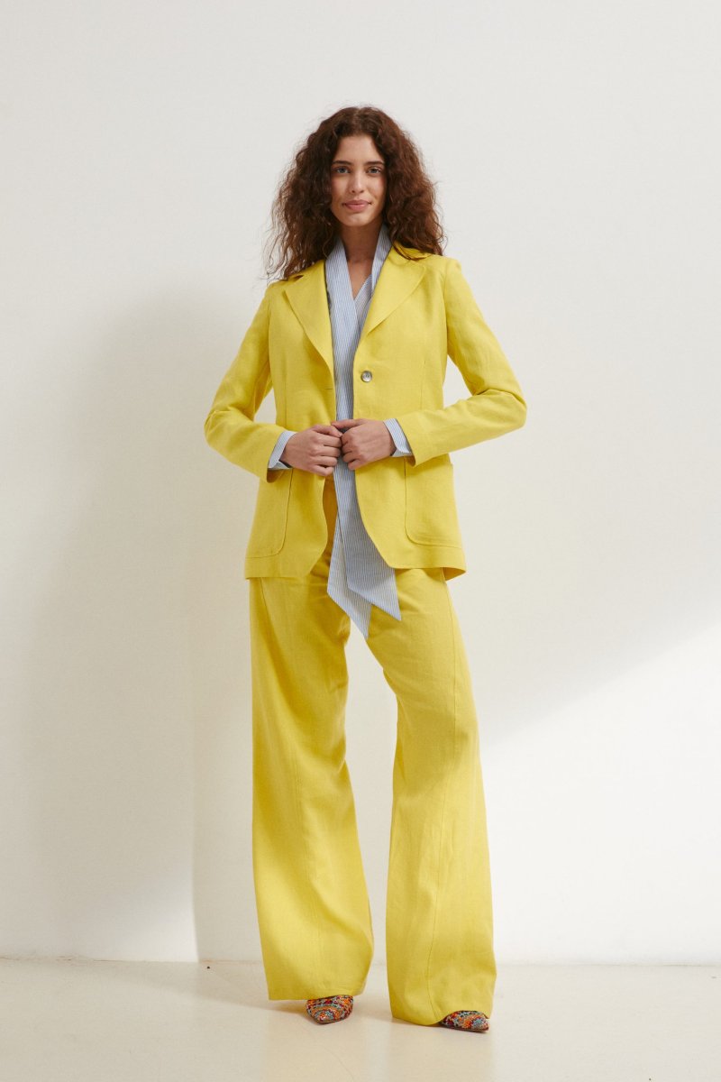 Blazer Tara in lino giallo limone - immagine 3