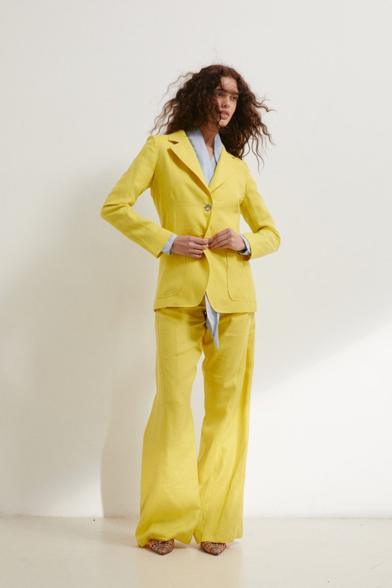 Blazer Tara in lino giallo limone - immagine 5