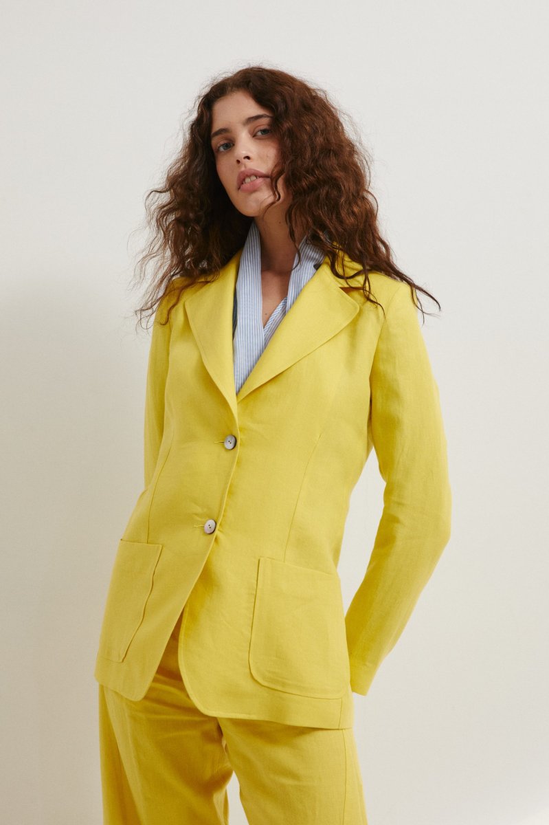 Blazer Tara in lino giallo limone
