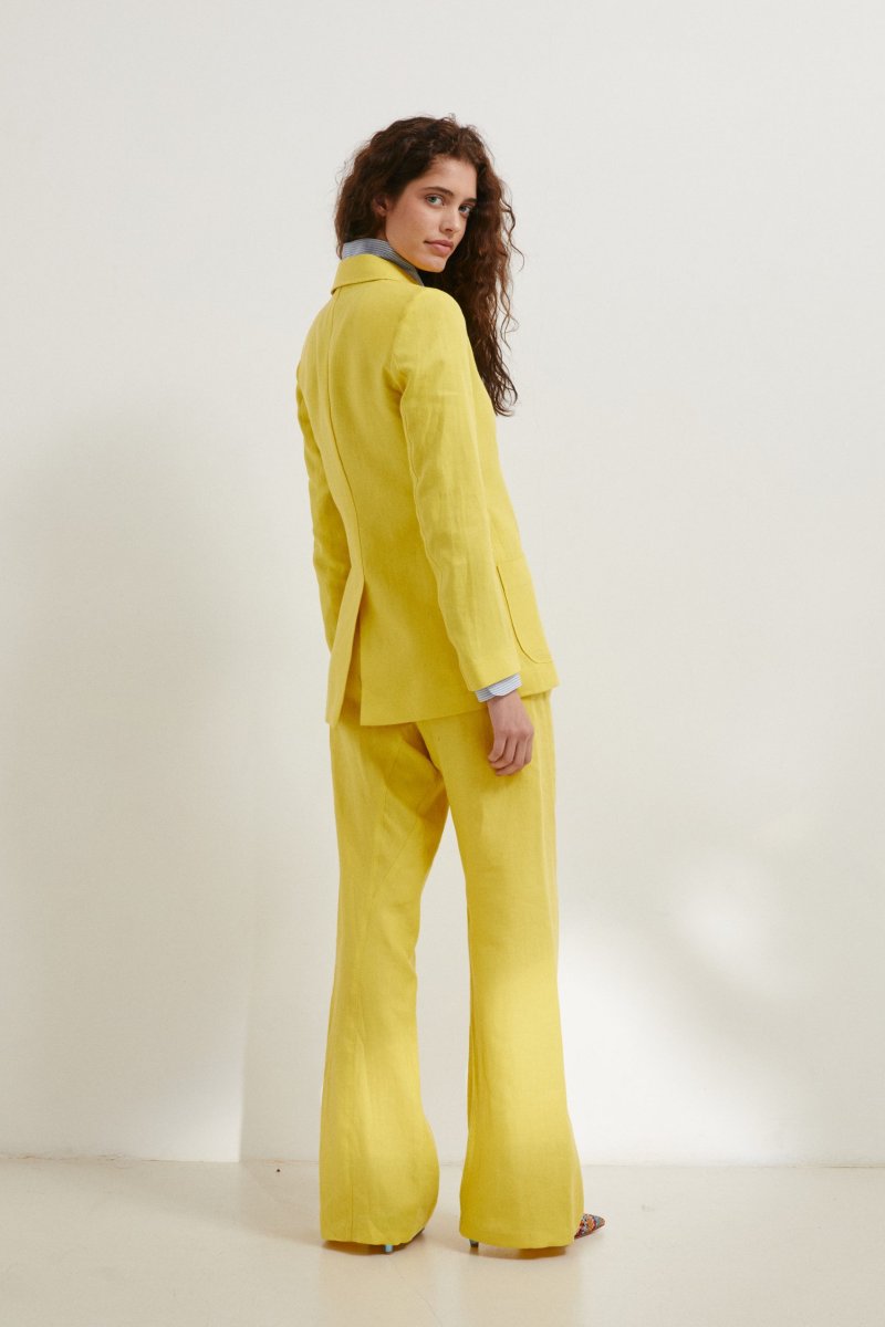 Blazer Tara in lino giallo limone - immagine 6