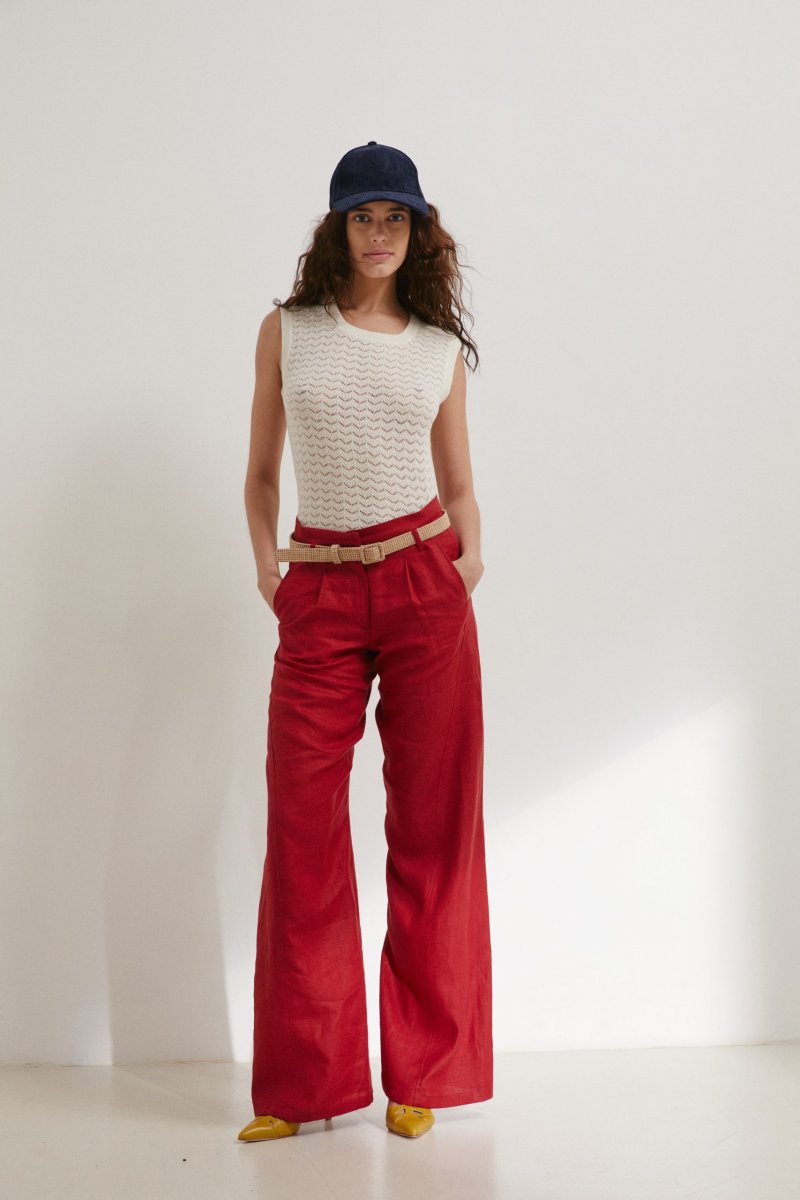 Top in cachemire traforato panna - immagine 3