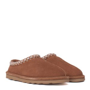 Clog Clark Cognac in Suede con Bordo Decorativo
