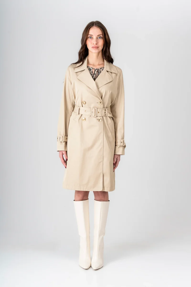 Trench doppiopetto in twill di cotone e nylon - immagine 5