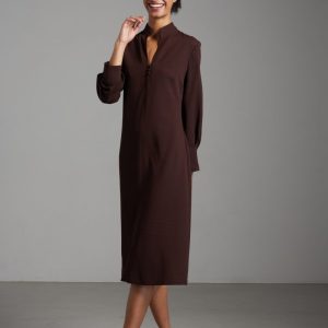 Abito Jasmine in crepe di lana marrone
