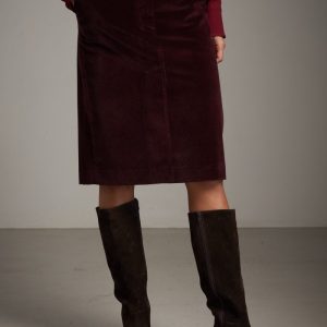 Gonna Virna in velluto a coste bordeaux