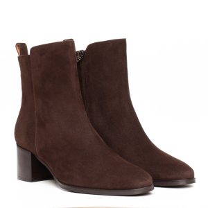 Stivaletti Donna in Camoscio Marrone Scuro Eleganti Cervone