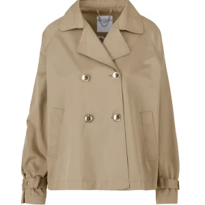 Trench corto doppiopetto in twill di cotone e nylon