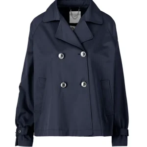 Trench corto doppiopetto in twill di cotone e nylon