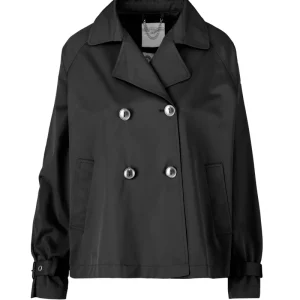 Trench corto doppiopetto in twill di cotone e nylon