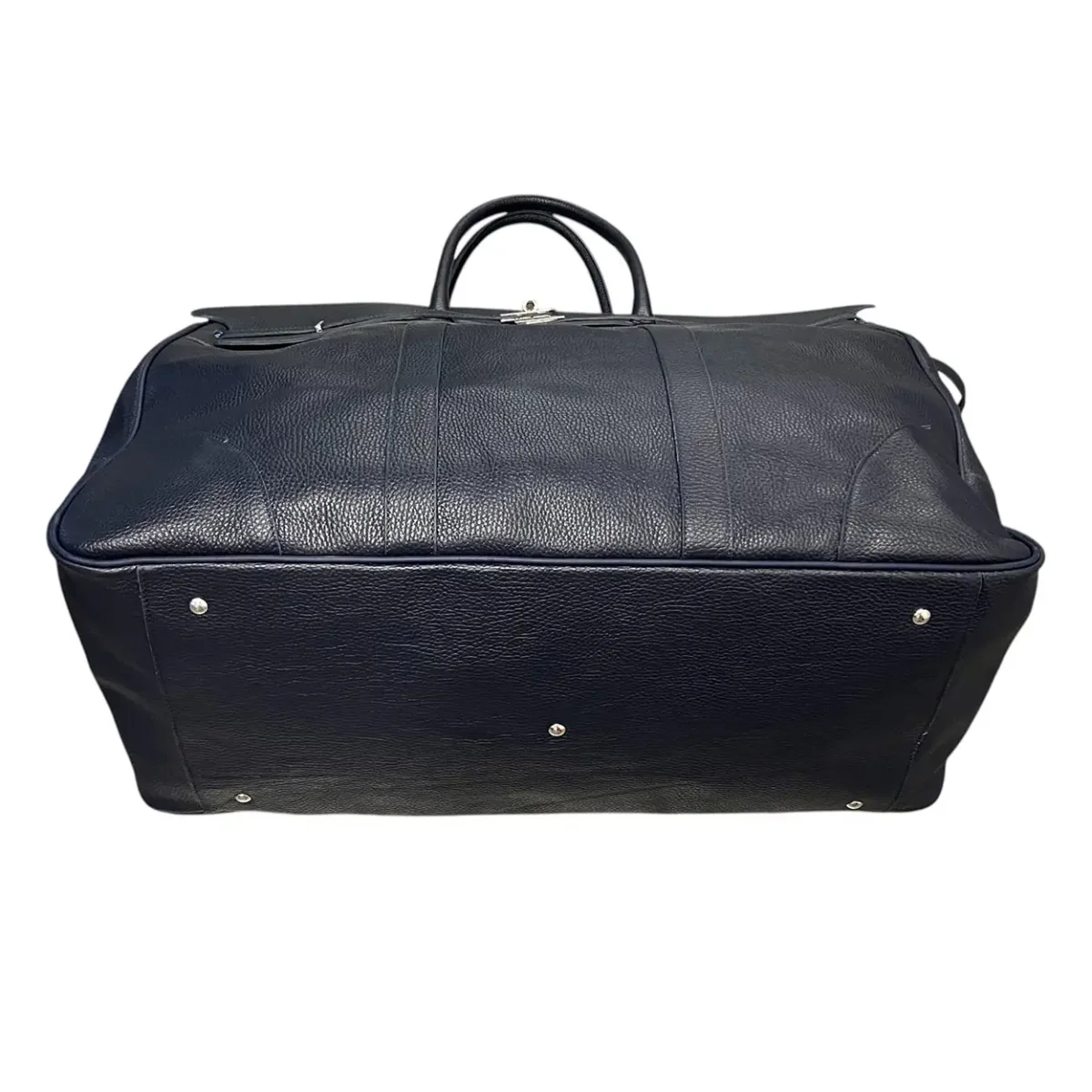 Raphael – Borsone Unisex Modello Birkin in Pelle Martellata Blu Scuro - immagine 4