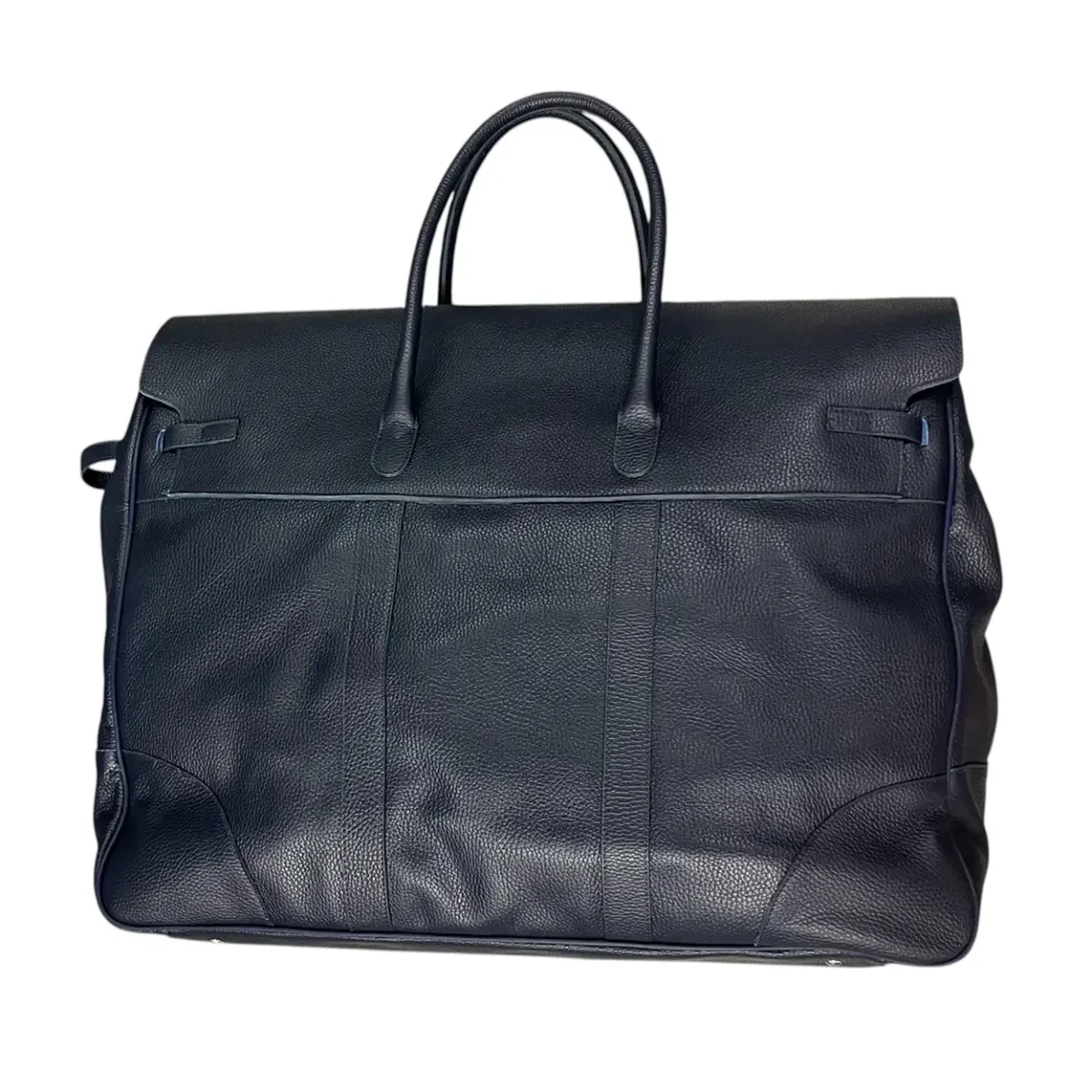 Raphael – Borsone Unisex Modello Birkin in Pelle Martellata Blu Scuro - immagine 5