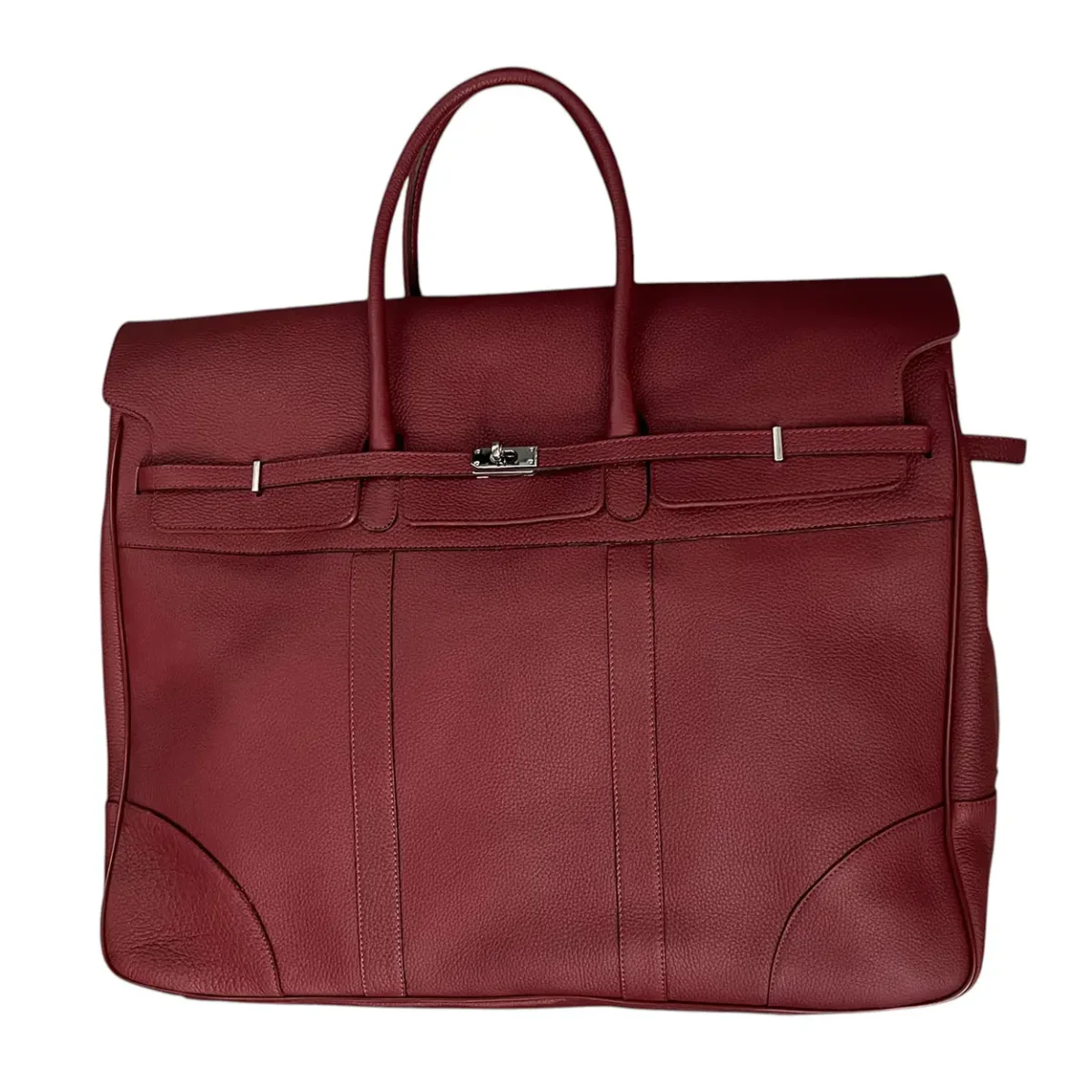 Raphael – Borsone da viaggio in pelle martellata bordeaux modello Birkin