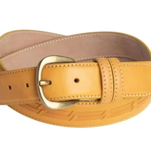 cuoio giallo con inserti su base cuoio nabuk h 3,5cm