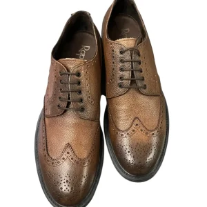 Raphael – EU/44 – Scarpe stringate robuste in pelle martellata marrone