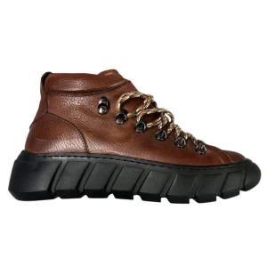 Brecos – EU/37 – Stivaletti in pelle marrone con suola rialzata