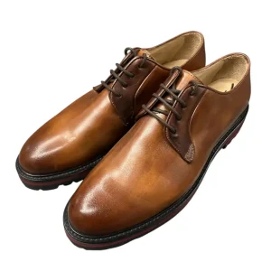 Brecos – EU/39 – Scarpe stringate donna vitello tamponato marrone