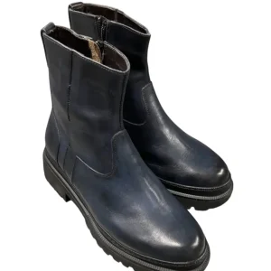 Brecos – EU/37 – Stivaletti donna in pelle blu con interni in shearling