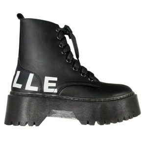 Gaëlle Paris – Stivaletti con suola carrarmato in pelle ecologica nero