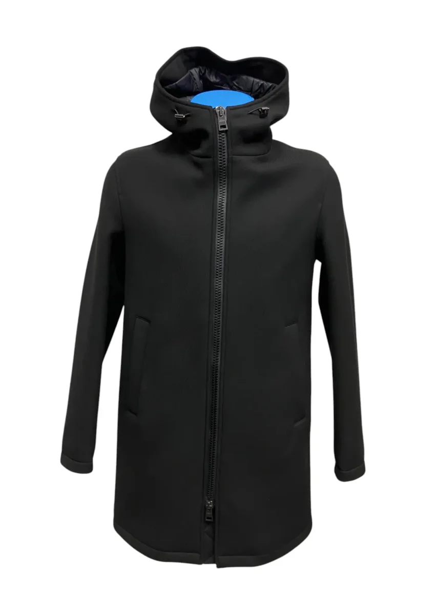 Herno – Giaccone con cappuccio trapuntato nero uomo