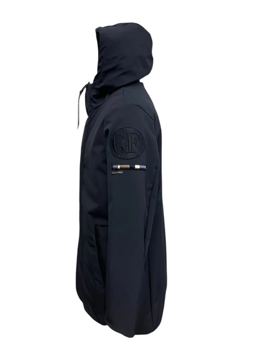Gianfranco Ferrè – S – Piumino con cappuccio in misto di materiali blu scuro uomo - immagine 4