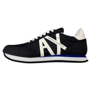 Armani Exchange – Sneaker basso in misto di materiali blu navy