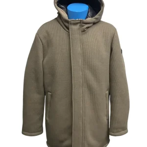 Markup – Giubbotto con cappuccio in maglia tecnica imbottito tortora uomo