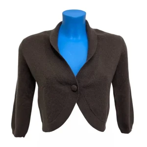 TU – S – Cardigan coprispalle corto in cashmere marrone cioccolato
