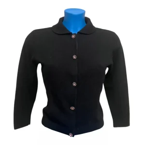 I.N.C International Concepts – S – Cardigan in cashmere nero con bottoni gioiello