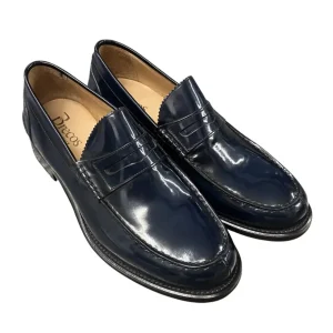 Brecos – EU/42 – Mocassini in pelle spazzolata blu scuro
