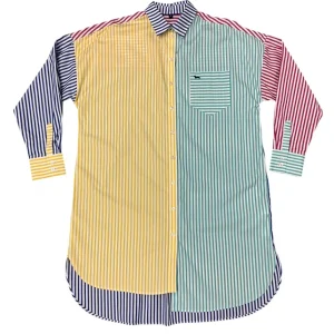 Harmont & Blaine – Vestito camicia midi in cotone multicolore fantasia righe