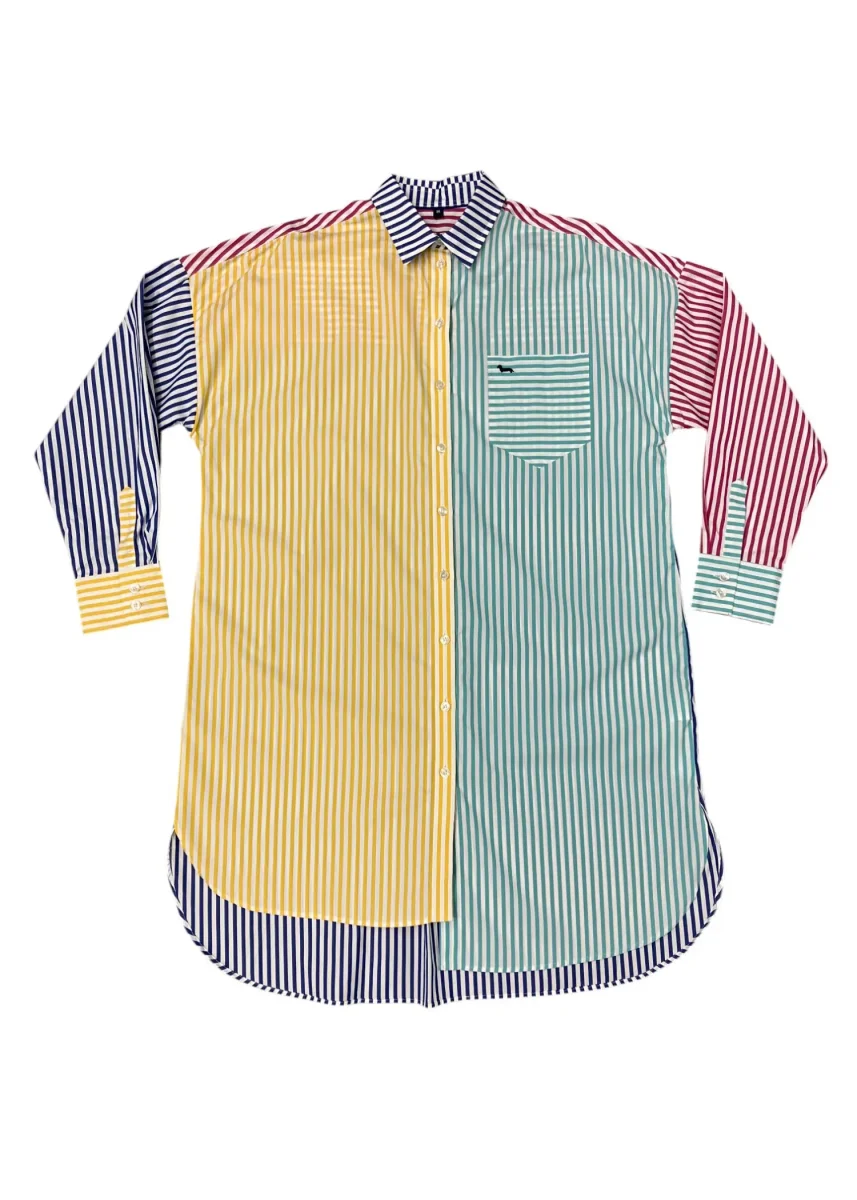 Harmont & Blaine – Vestito camicia midi in cotone multicolore fantasia righe - immagine 2