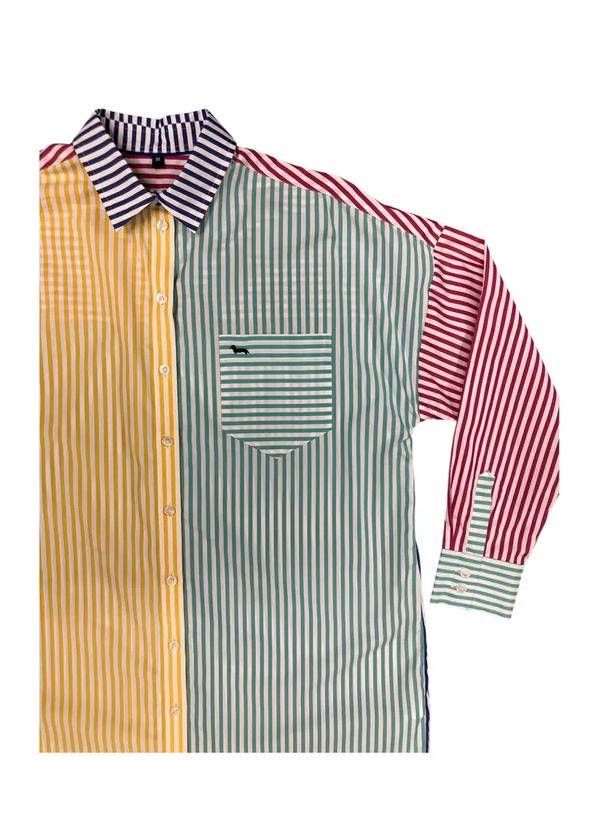 Harmont & Blaine – Vestito camicia midi in cotone multicolore fantasia righe - immagine 4