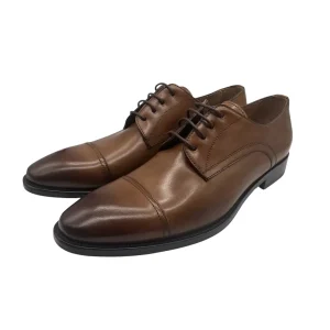 Brecos – EU/42 – Scarpe stringate in pelle marrone tamponato