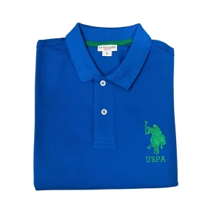 U.S. Polo Assn. – Polo a manica corta Kory in cotone blu logo ricamato verde