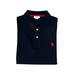 U.S. Polo Assn. – Polo a manica corta Card in cotone blu scuro logo ricamato rosso