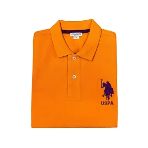 U.S. Polo Assn. – Polo a manica corta Kory in cotone arancione logo ricamato viola