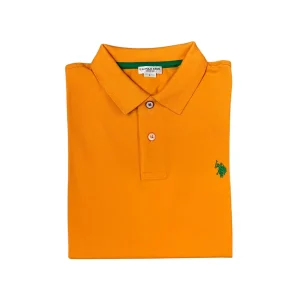 U.S. Polo Assn. – Polo a manica corta Kory in cotone arancione logo ricamato verde