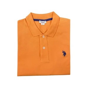 U.S. Polo Assn. – Polo a manica corta Card in cotone arancione logo ricamato viola