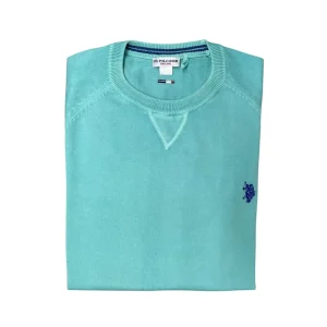 U.S. Polo Assn. – Maglia in filo di cotone verde acqua LIN 53568 EH33