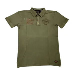 Società Aeronautica Italiana – L – Polo in cotone kaki con ricami e stampa uomo