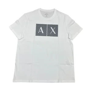 Armani Exchange – T-shirt in cotone bianco ottico con stampa Z8H4Z