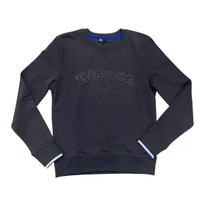 Blauer – S – Felpa girocollo in cotone elasticizzato blu scuro 19ABLUF03055