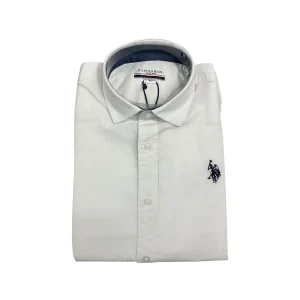 U.S. Polo Assn. – Camicia in lino bianco ottico GROS 53592 CHLD