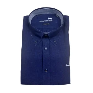 Harmont & Blaine –  Camicia in lino blu indigo CRN014