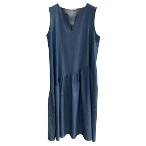 Alma Righi di Rovereto – Vestito estivo in cotone colore denim blu 397