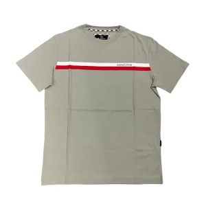 Aquascutum – T-shirt in cotone grigio taupe logo TAQ05 uomo