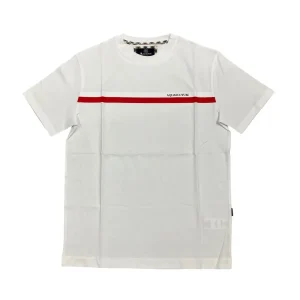 Aquascutum – T-shirt in cotone bianco logo TAQ05 uomo