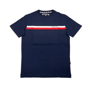 Aquascutum – T-shirt in cotone blu scuro logo TAQ05 uomo