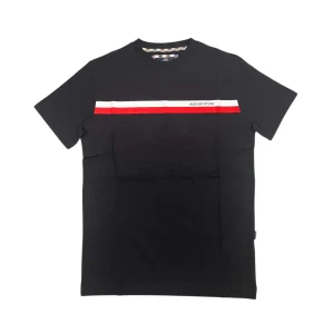 Aquascutum – T-shirt in cotone nero logo TAQ05 uomo