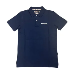Aquascutum – Polo in cotone blu scuro PAQ08 P8 uomo